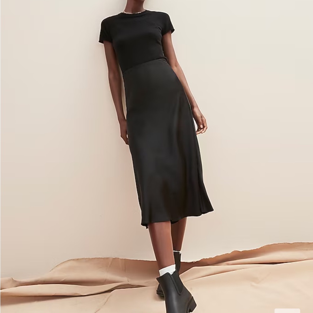 NWOT J Crew Gwyneth Pull On Slip Skirt, Size 3X in Black